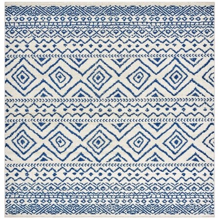 Safavieh 3 x 3 ft. Tulum 267C Power Loomed Square Area Rug Ivory & Navy TUL267C-3SQ